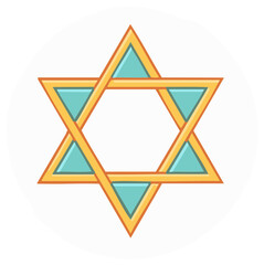 Stylized Jewish Star of David Icon in Gold and Teal: A Religious Symbol