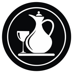 Elegant jug and wine glass emblem for hospitality or beverages