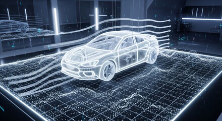 Aerodynamic Vision – Holographic Car in Virtual Wind Tunnel Simulation