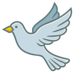 Obraz premium Flying dove bird illustration with blue wings. Cartoon style peace symbol.