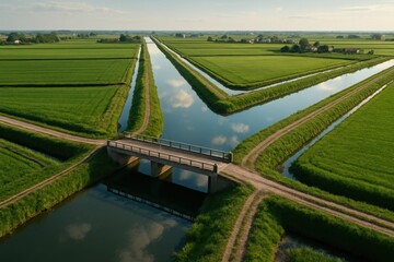 Irrigation Canal for Water Management in Modern Agriculture and Smart Farming