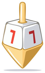Illustrated dreidel for Hanukkah holiday isolated on white background