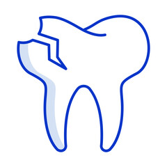 broken tooth outline color icon design
