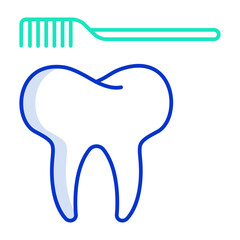 brush tooth outline color icon design