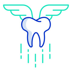 tooth angel  outline color icon design