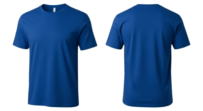 Front and back view of a cool cobalt blue t-shirt