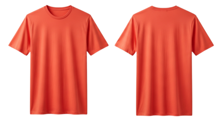 Front and back view of a vibrant orange crew neck t-shirt