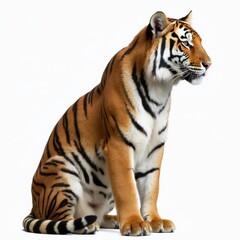 Obraz premium A tiger is sitting on a white background