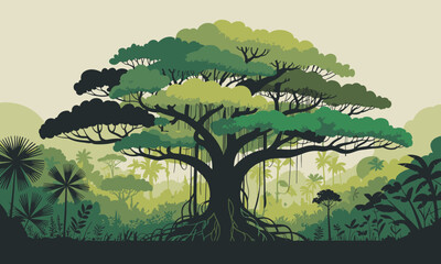 Enchanting jungle landscape with lush green canopy and tropical trees - perfect for nature lovers and travel inspiration