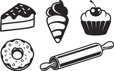 bakery logo icons cake slice donut croissant c