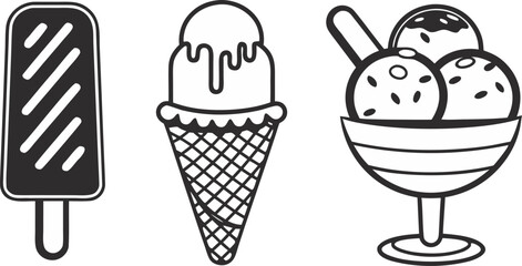 ice cream icons cone popsicle sundae dessert v