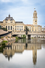 Fototapeta premium Skyilne of the old center of Oradea with the City hall and some beautiful Art Nouveau buildings in Crisana region Transylvania in Romania