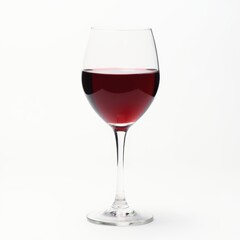 A wine glass is filled with red wine