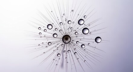 Close up of a dandelion seed with water droplets