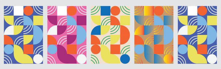 Obraz premium Vector art of abstract geometric pattern with colorful shapes and lines