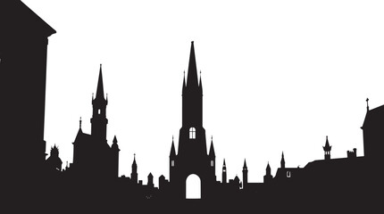 Fototapeta premium Gloomy urban landscape. Hand drawn vector illustration 