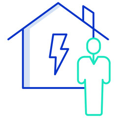 user smart house outline color icon design