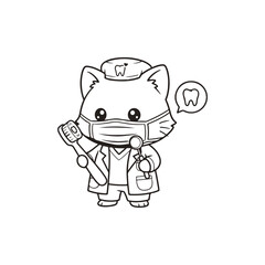 Cute animal coloring book for cat vector illustration on white background 