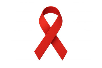 Red ribbon representing aids and hiv awareness, support, solidarity, and hope. Isolated on a transparent background