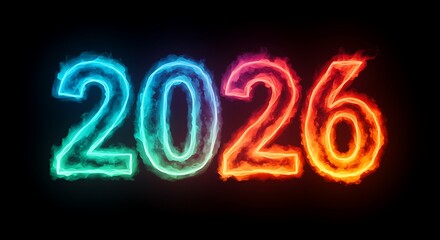 Glowing year numbers fiery effect image