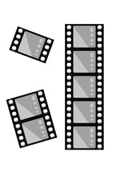 Vector frames made of old film strips in flat style on white background, minimalistic design modern vector illustration isolated on white background