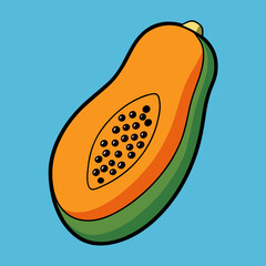 Minimal papaya vector art with bright clean colors vector illustration
