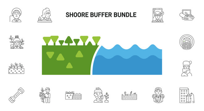 Flat vector illustration of a shore buffer zone.