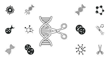 Fototapeta premium Genetic Engineering DNA Editing with Scissors Icon.