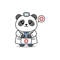 Doctor Panda at medical vector illustration on white background 