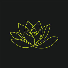 Obraz premium Minimalist Neon Line Art of a Blooming Lotus Flower on a Dark