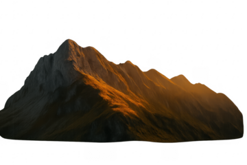 Rocky mountain range illuminated by setting sun