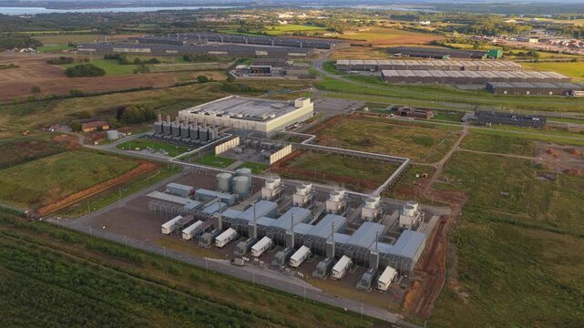 Technology hub with internet backbone servers, aerial Denmark