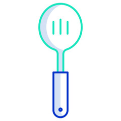 slotted spoon outline color icon design