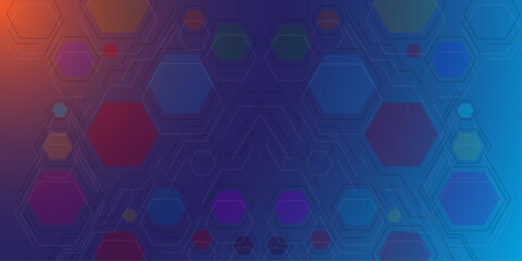 Abstract colourful hexagon banner background. Hexagon geometric chemical pattern, molecular structure. Colourful banner with icons related to human resources, social media, information technology