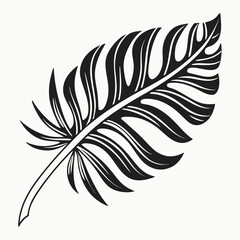 Obraz premium Black silhouette of a stylized tropical leaf white