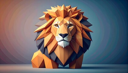 Low poly origami lion artwork with bold design high resolution photo