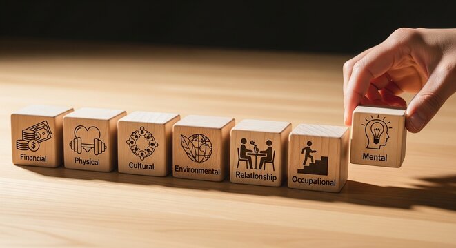 Seven Life Domain Blocks Representing Holistic Well-Being & Personal Growth