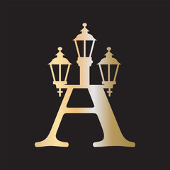 Light Logo combine with letter A vector template