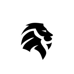Bold minimalist lion logo in black silhouette, symbolizing strength, leadership, and courage. Ideal for premium brands, security firms, or creative businesses.