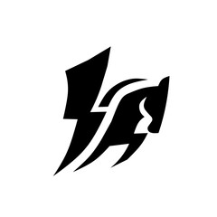 Modern horse logo with bold lightning-inspired shapes, symbolizing speed, power, and energy. Perfect for sports, automotive, or dynamic brand identities.