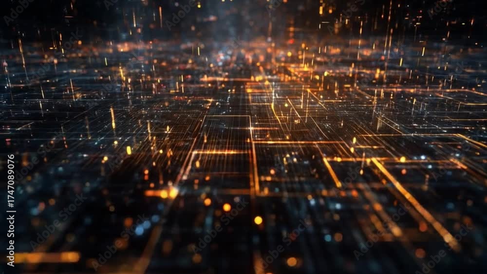 Wall mural Abstract Digital Data Technology Grid Fx Background Loop animation AI generated