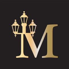 Light Logo combine with letter M vector template