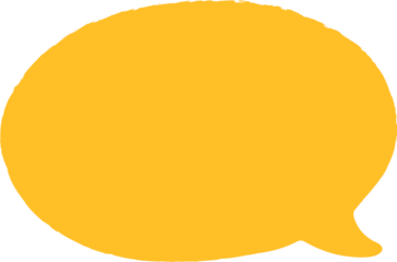 Bright yellow empty speech bubble illustration with a smooth, rounded shape, perfect for adding custom text or promotional messages.