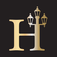 Light Logo combine with letter H vector template