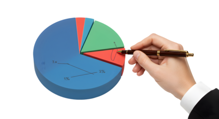 Pie chart palette being drawn by hand — business analytics stock image

