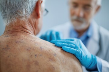Dermatologist Examining the Skin of an Elderly Male Patient