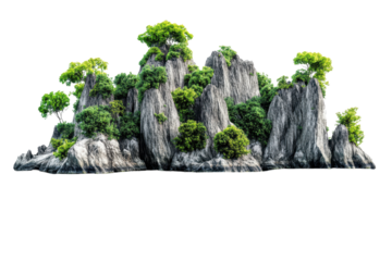 Rocky islets with lush greenery surrounded by calm waters reflect the vibrant hues of nature in a serene coastal landscape at dusk