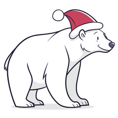 Polar bear wearing red Santa hat vector graphic animal