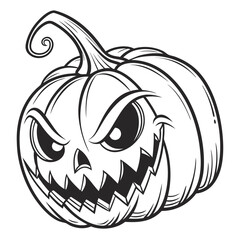 Black and white scary jack o lantern face icon halloween 1