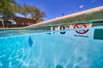Split Perspective Swimming Pool Water Depth and Neighborhood Summer Relaxation